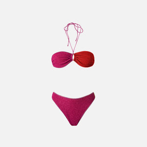 Oseree Lumiere Bicolor Bandeau Bikini - Red / Fucshia