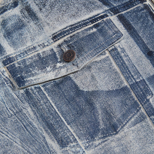 Ottolinger Cropped Belt Denim Jacket - Sand / Blue Paint