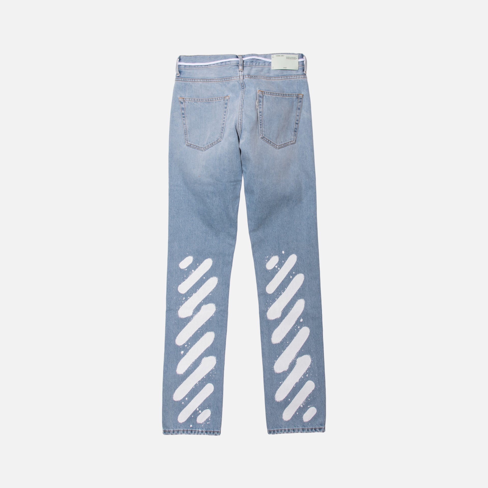 Off-White Diagonal Spray Slim Denim - Light Blue