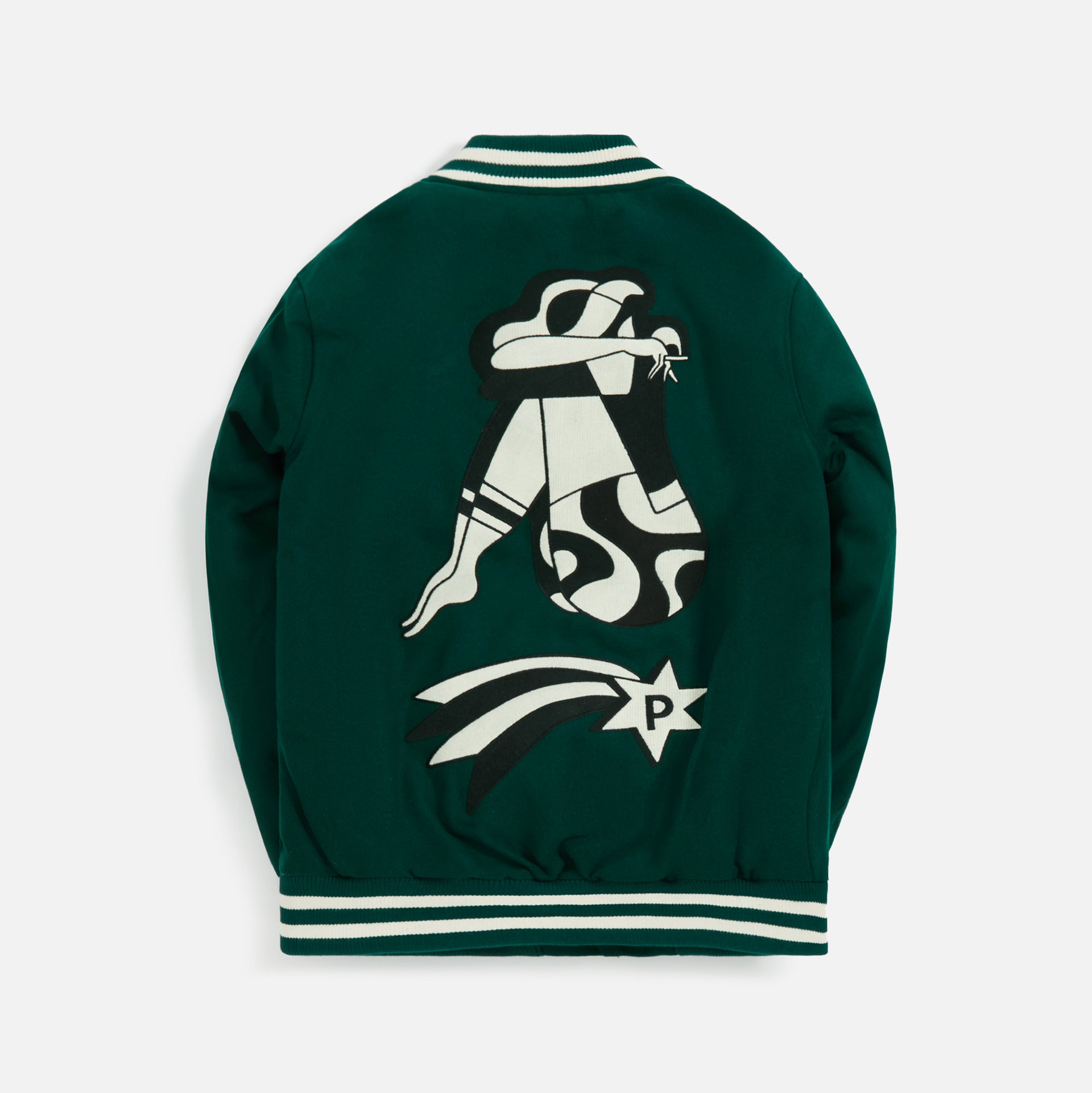 by Parra Cloudy Star Varsity Jacket - Pine Green