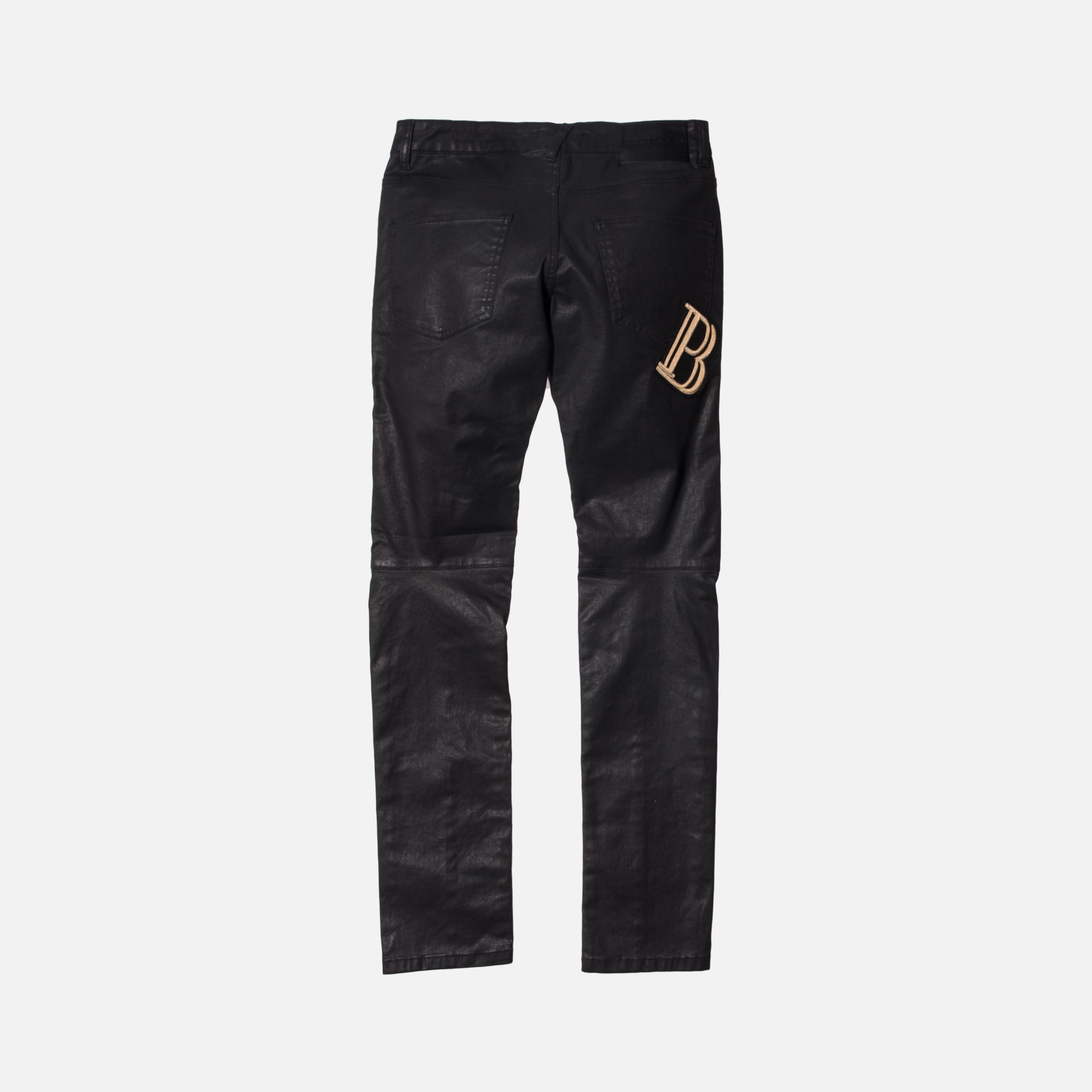 Pierre Balmain Coated Biker Denim - Black