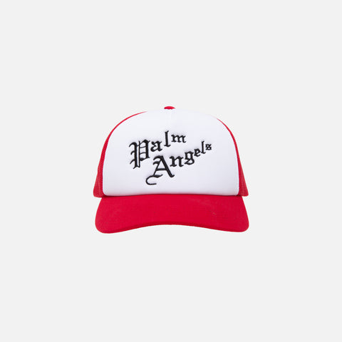 Palm Angels New Gothic Logo Cap - White / Red