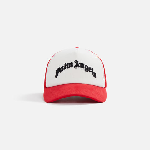 Palm Angels Curved Logo Mesh Cap - Red / Black