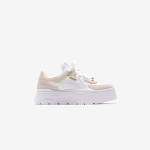 Puma Mayze stack sneakers in white/pink