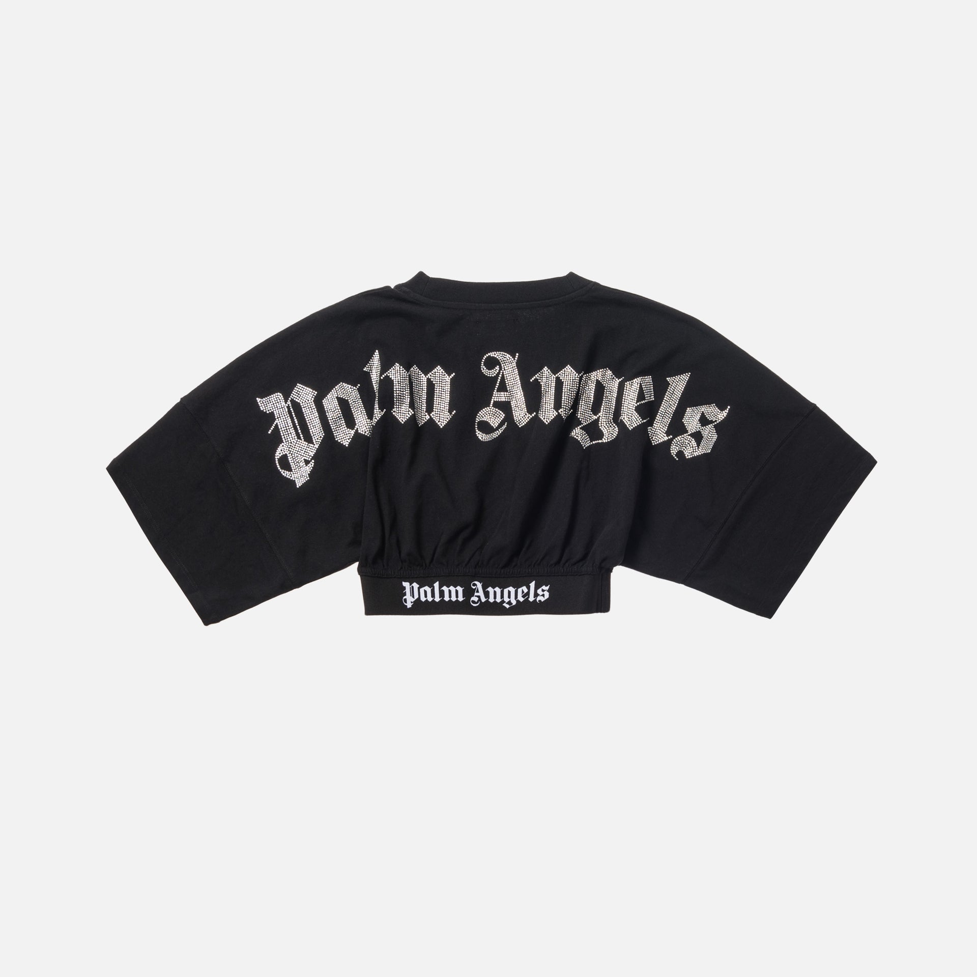 Palm Angels Precious Cropped Logo Over Tee - Black