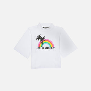 Palm Angels Rainbow Cropped Tee - White / Black