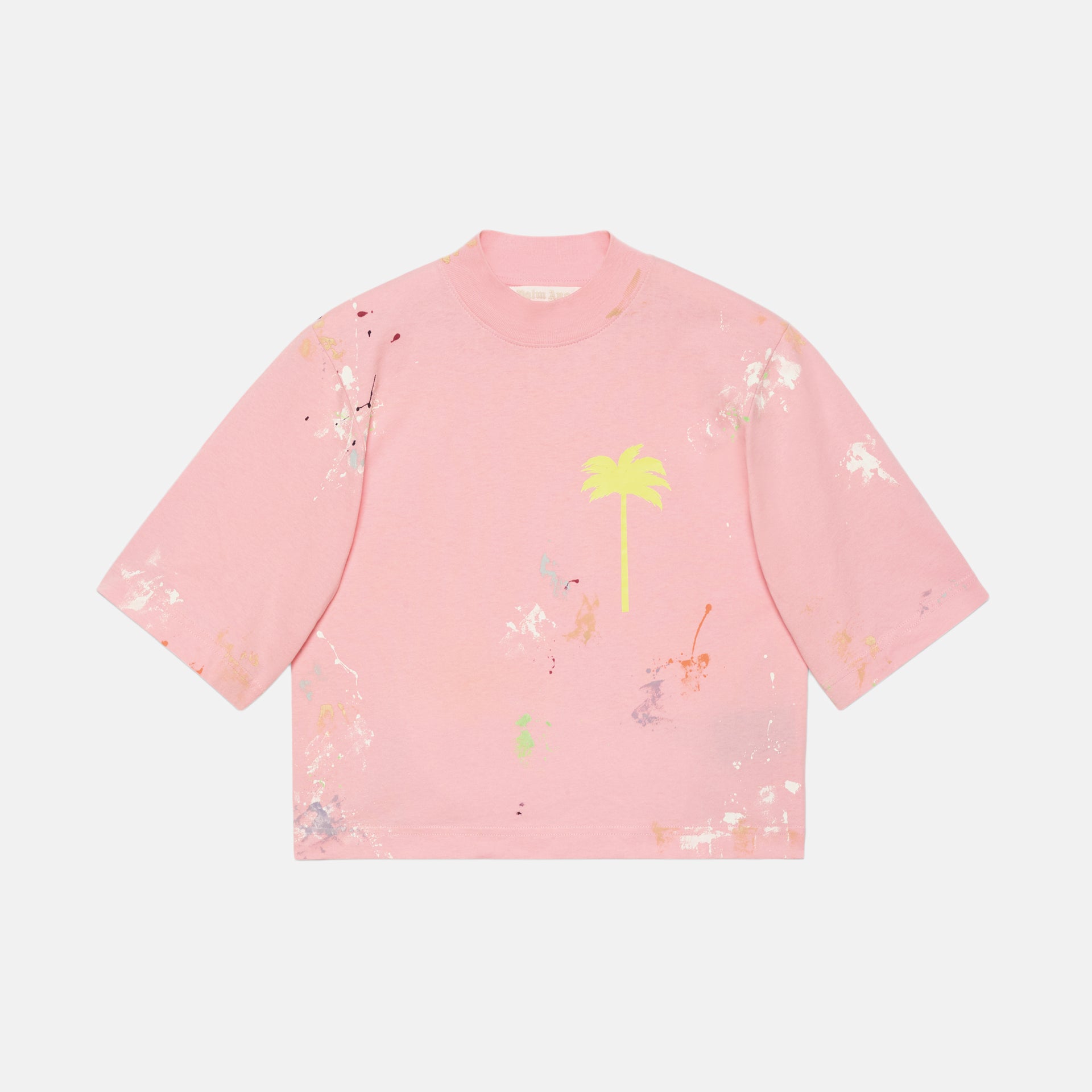 Palm Angels PXP Painted Cropped Tee - Almond Blossom