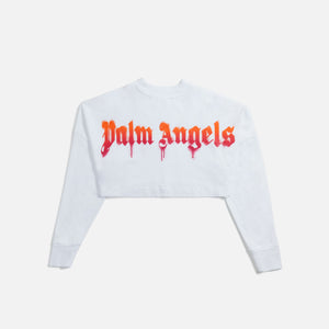 Palm Angels The Palm Over Logo Cropped Tee - White / Fuchsia