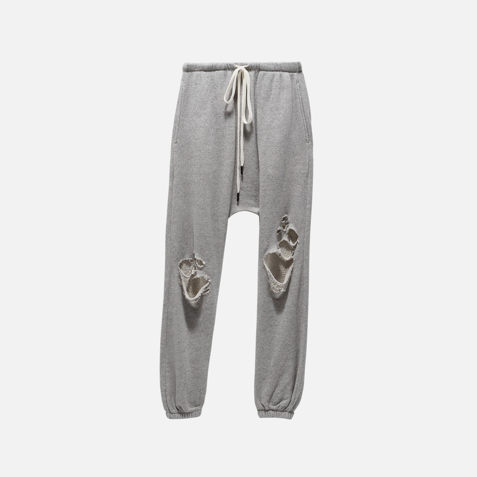 R13 Shredded Knee Dropped Crotch Sweatpant Heather Grey Kith