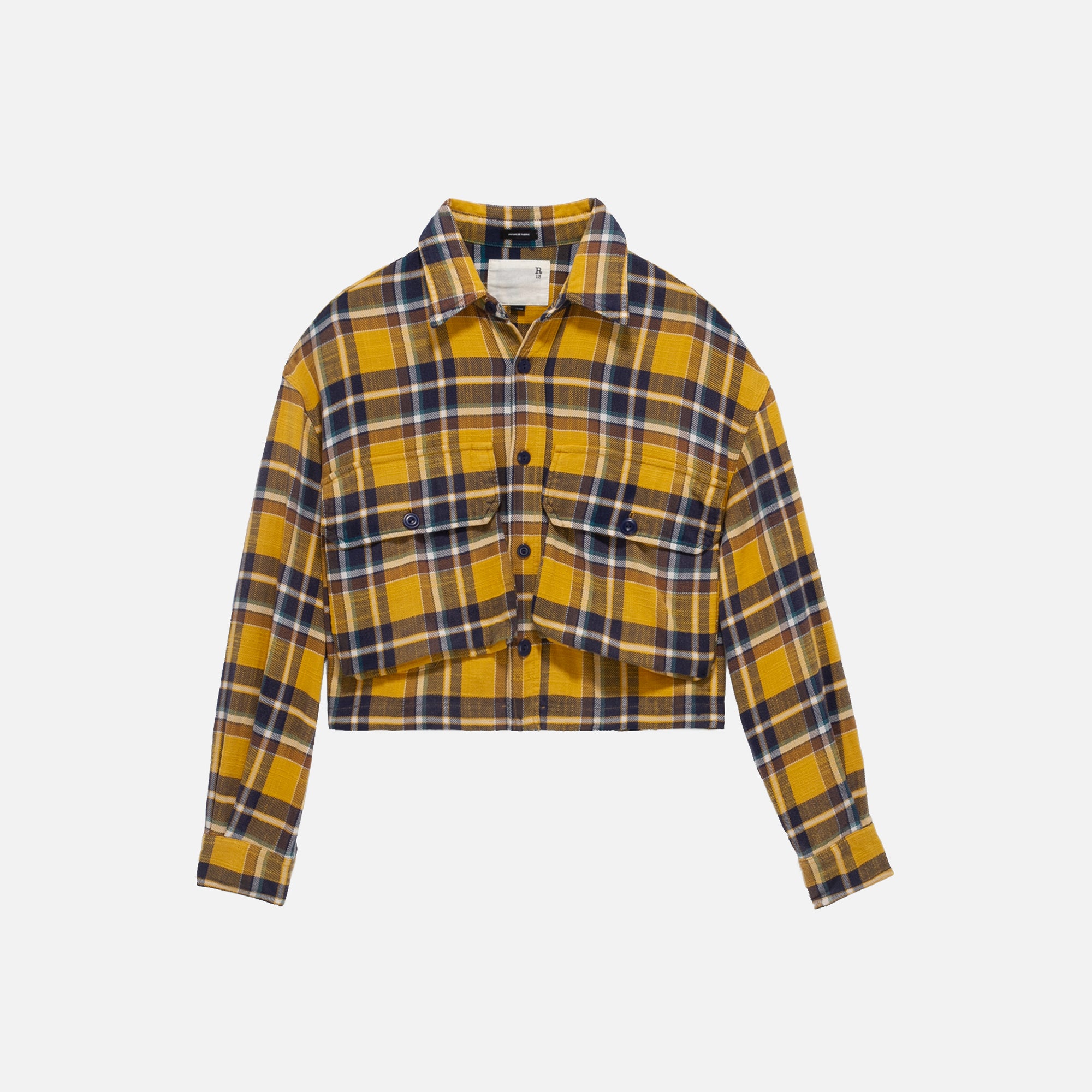 R13 Oversized Cropped Shirt Yellow Plaid Kith