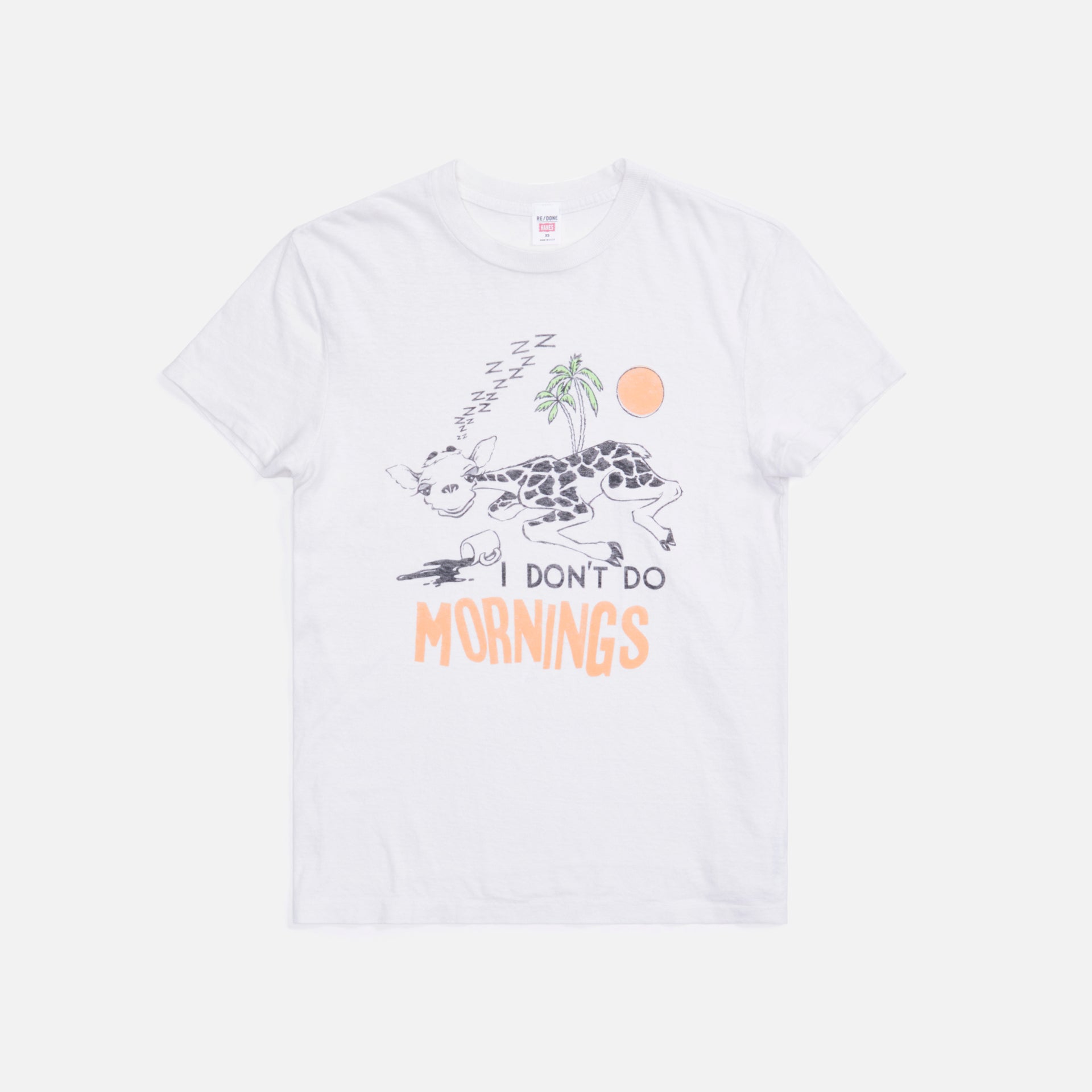 ReDone 70s Loose Tee I Don't Do Mornings - White