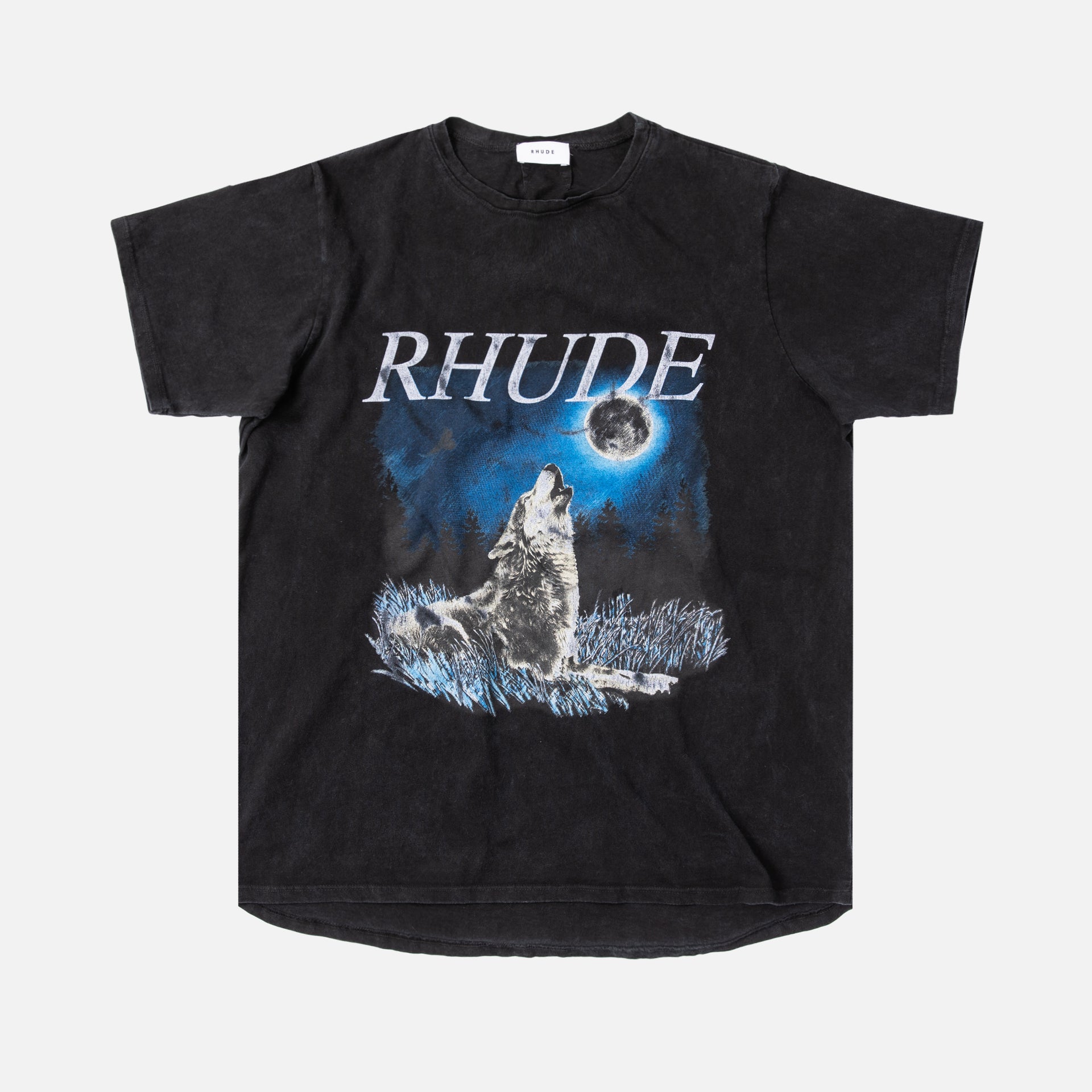 Rhude Wolf W/ the Moon Tee - Black
