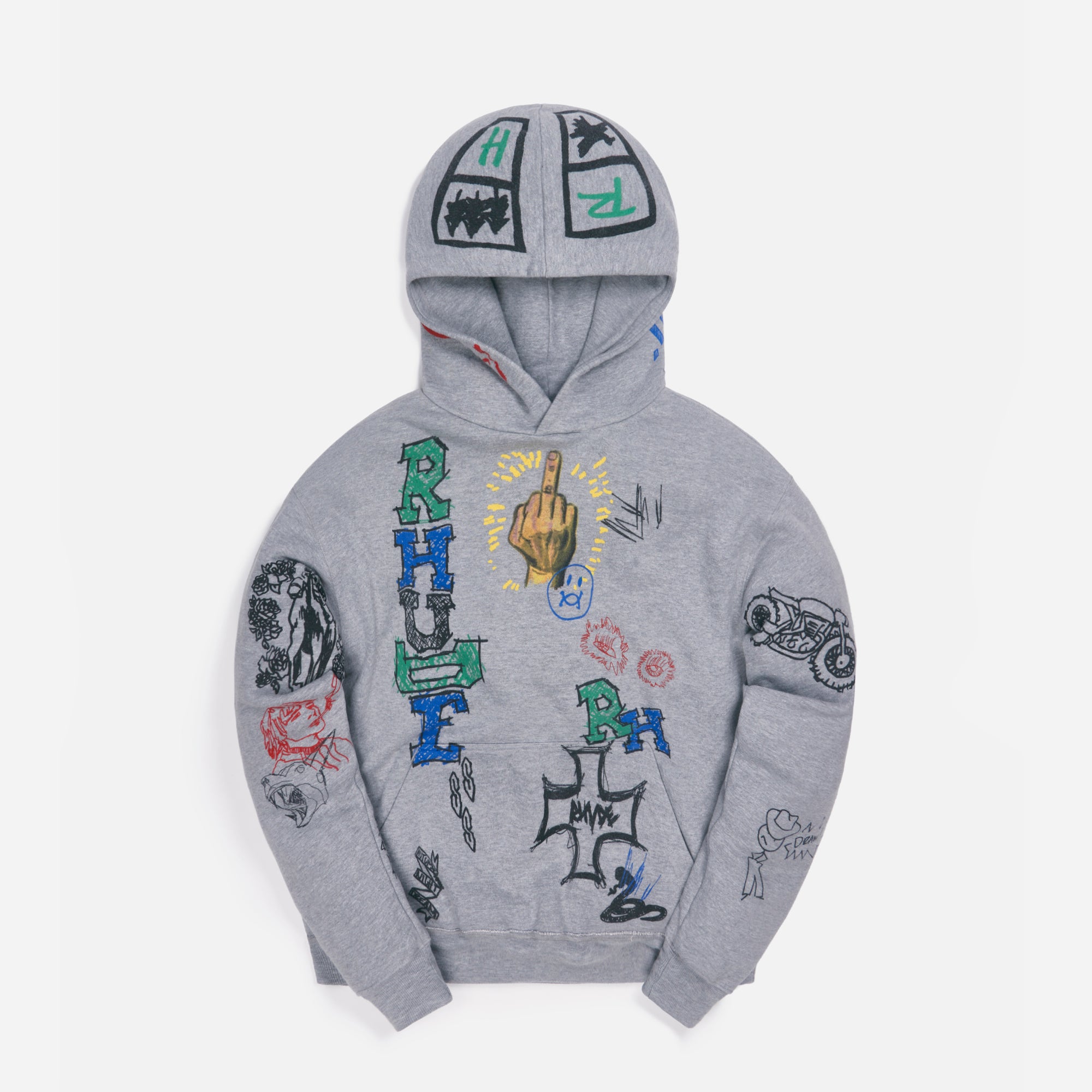 Rhude Doodle Hoodie - Grey – Kith