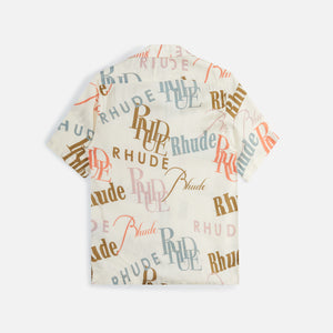 Rhude Mash-Up Logo Button Up Shirt - Cream