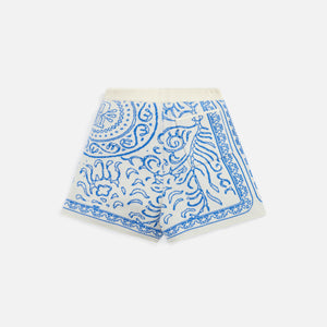 Rhude Knit Tile Wool Cashmere Short - Crème / Blue