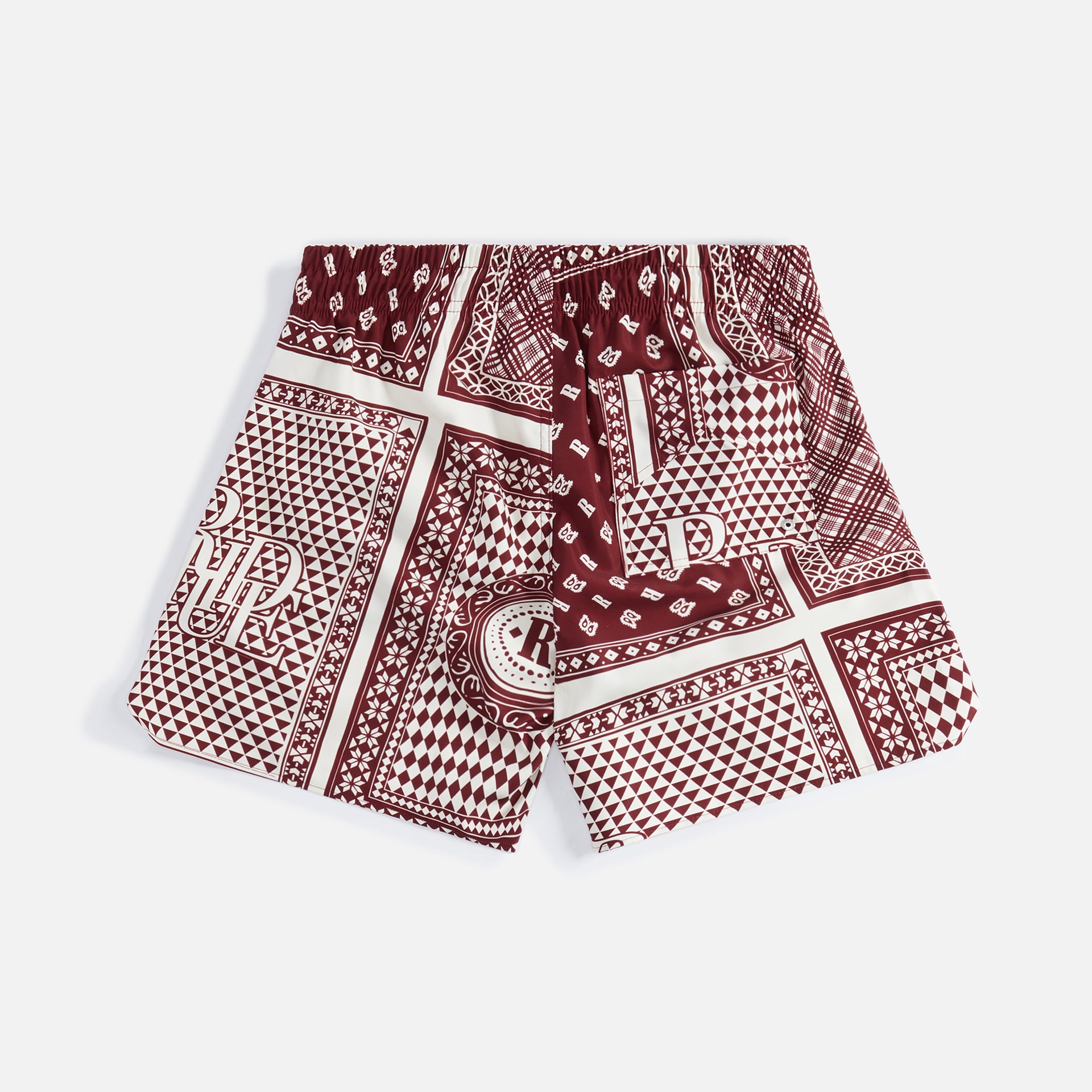 Rhude Card Print Swim Trunk - Maroon