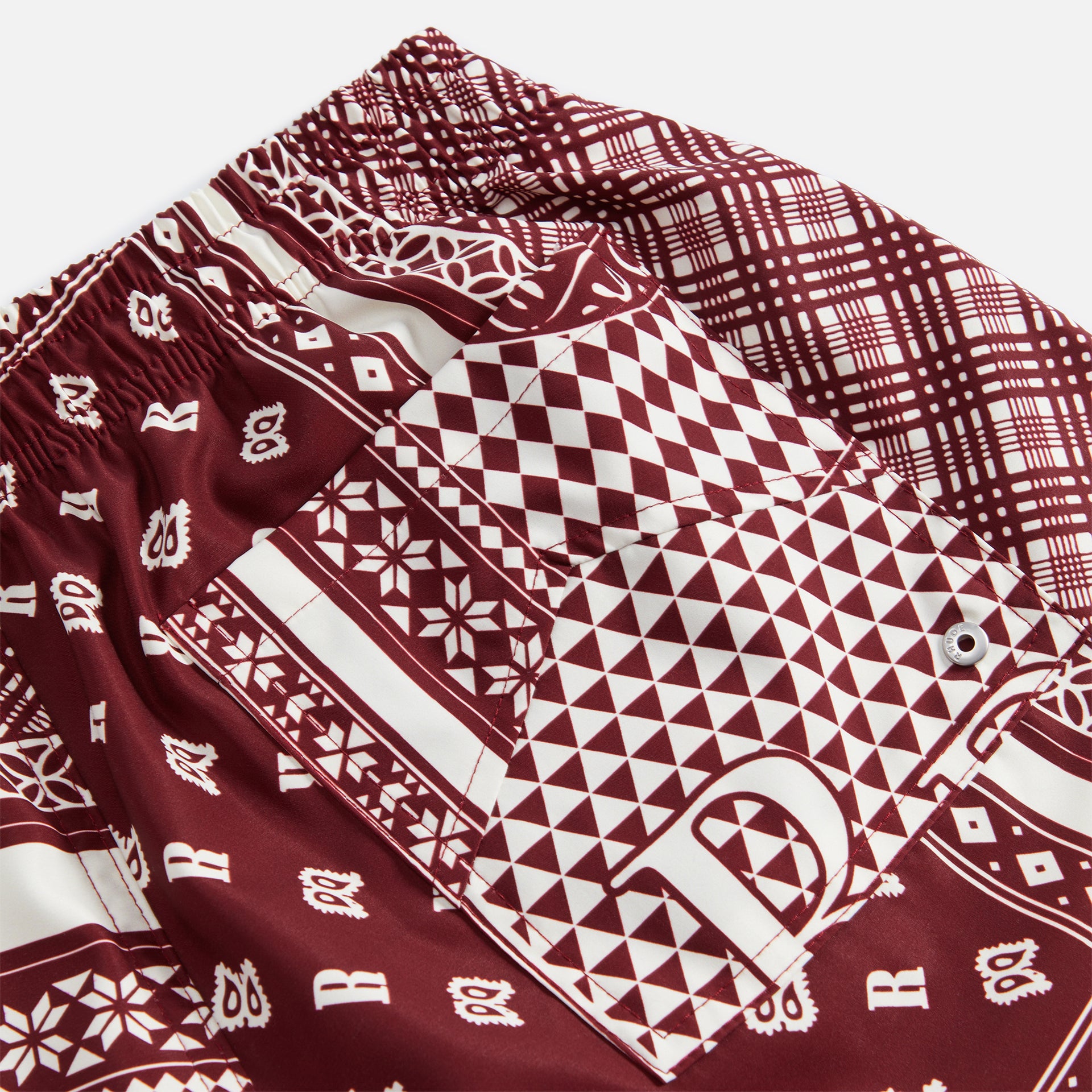 Rhude Card Print Swim Trunk - Maroon