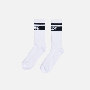 Rhude Two Stripe Logo Socks - White / Black