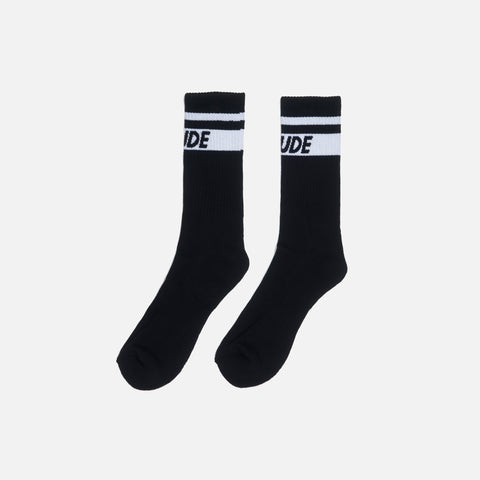 Rhude Two Stripe Logo Socks - Black / White