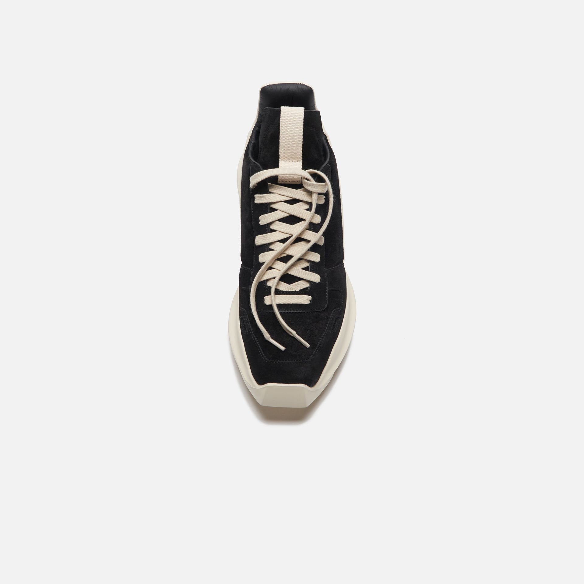 Rick Owens Scarpe Pelle Geth Runner - Black / Milk