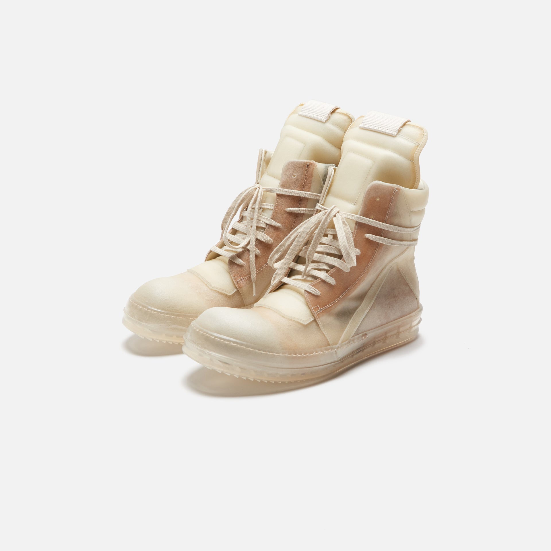 Rick Owens Scarpe Pelle Geobasket - Natural / Clear