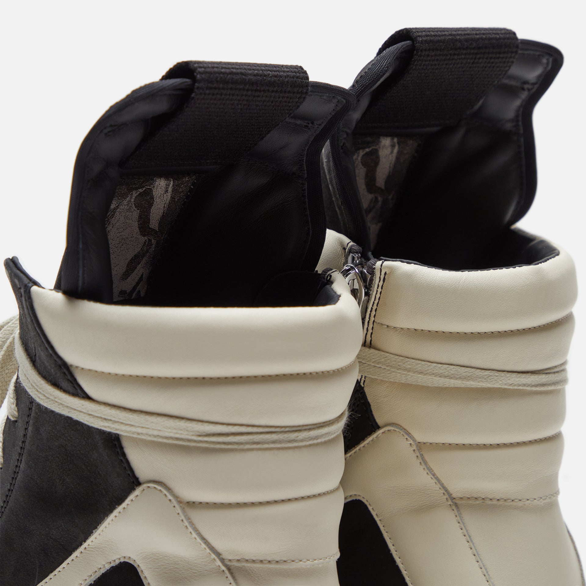 Rick Owens Scarpe Pelle Geobasket  - Black / Milk