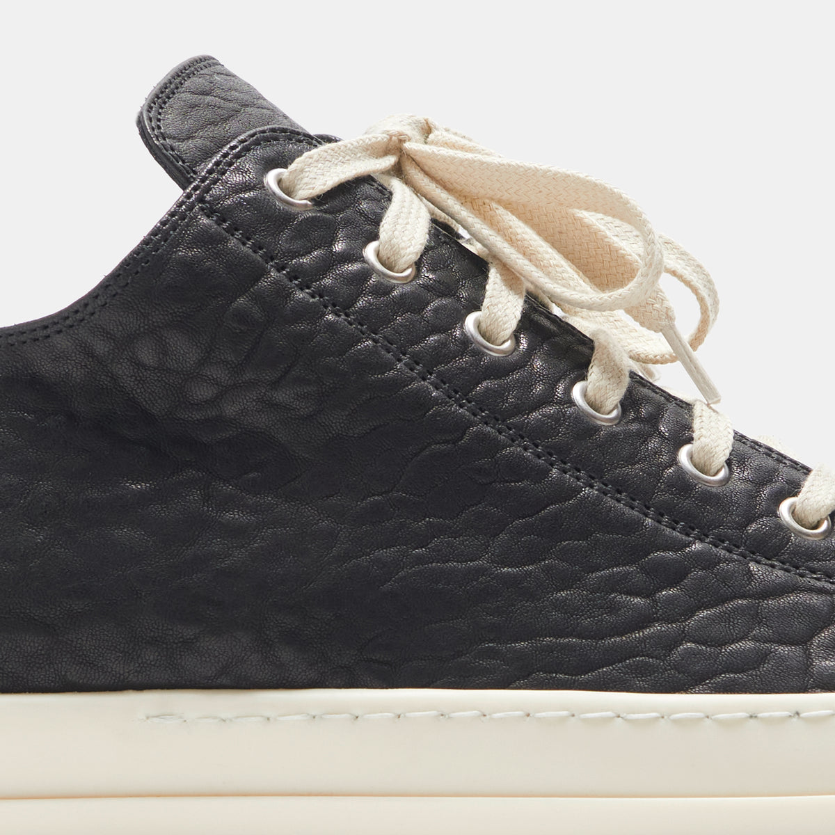 Rick Owens Scarpe Pelle Low Sneakers - Black / Milk