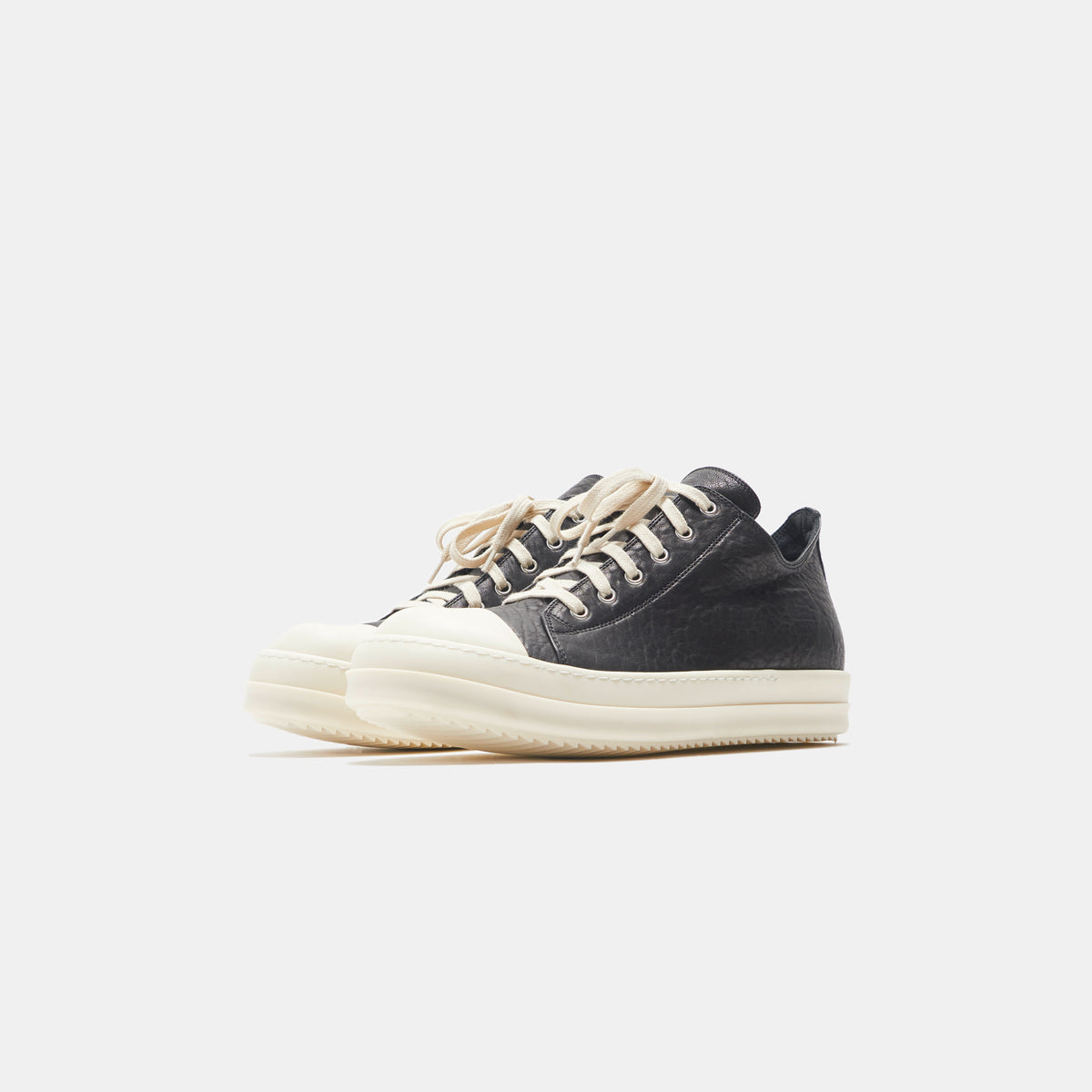 Rick Owens Scarpe Pelle Low Sneakers - Black / Milk