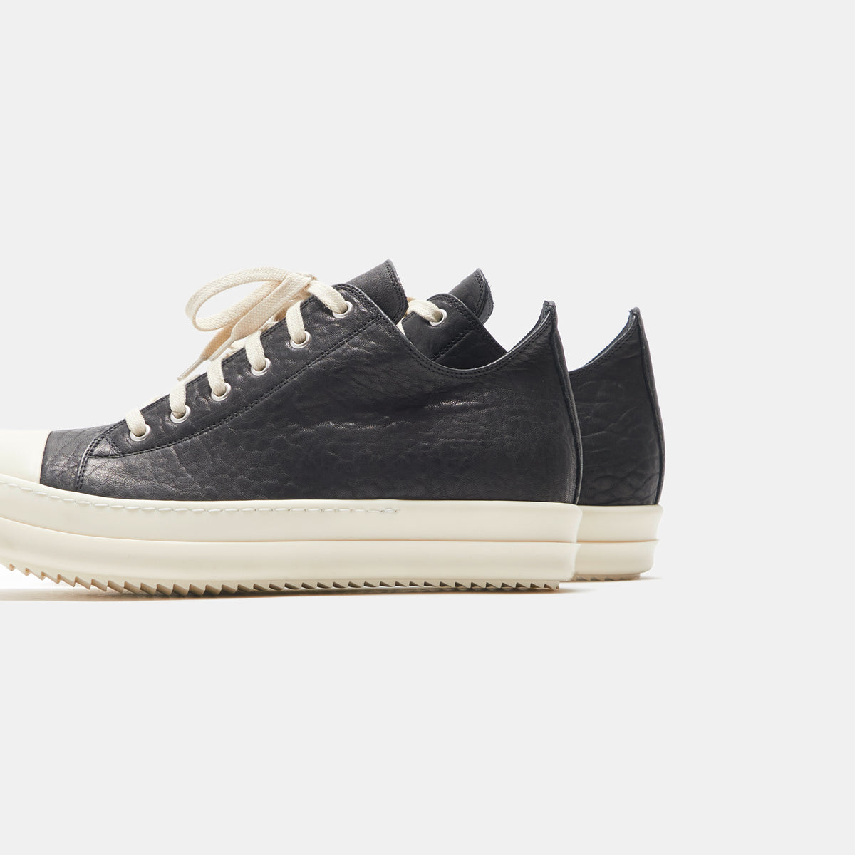Rick Owens Scarpe Pelle Low Sneakers - Black / Milk
