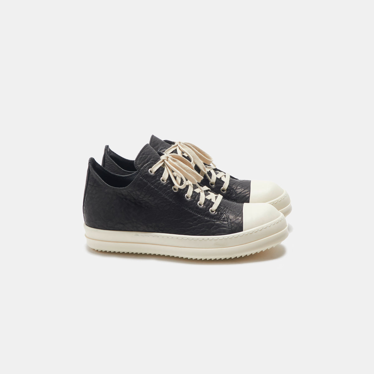 Rick Owens Scarpe Pelle Low Sneakers - Black / Milk