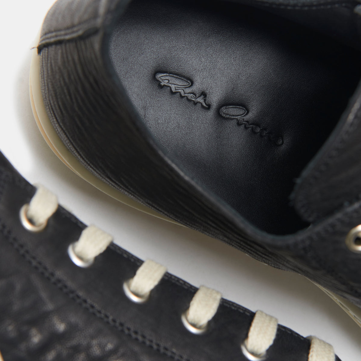 Rick Owens Scarpe Pelle Low Sneakers - Black / Milk