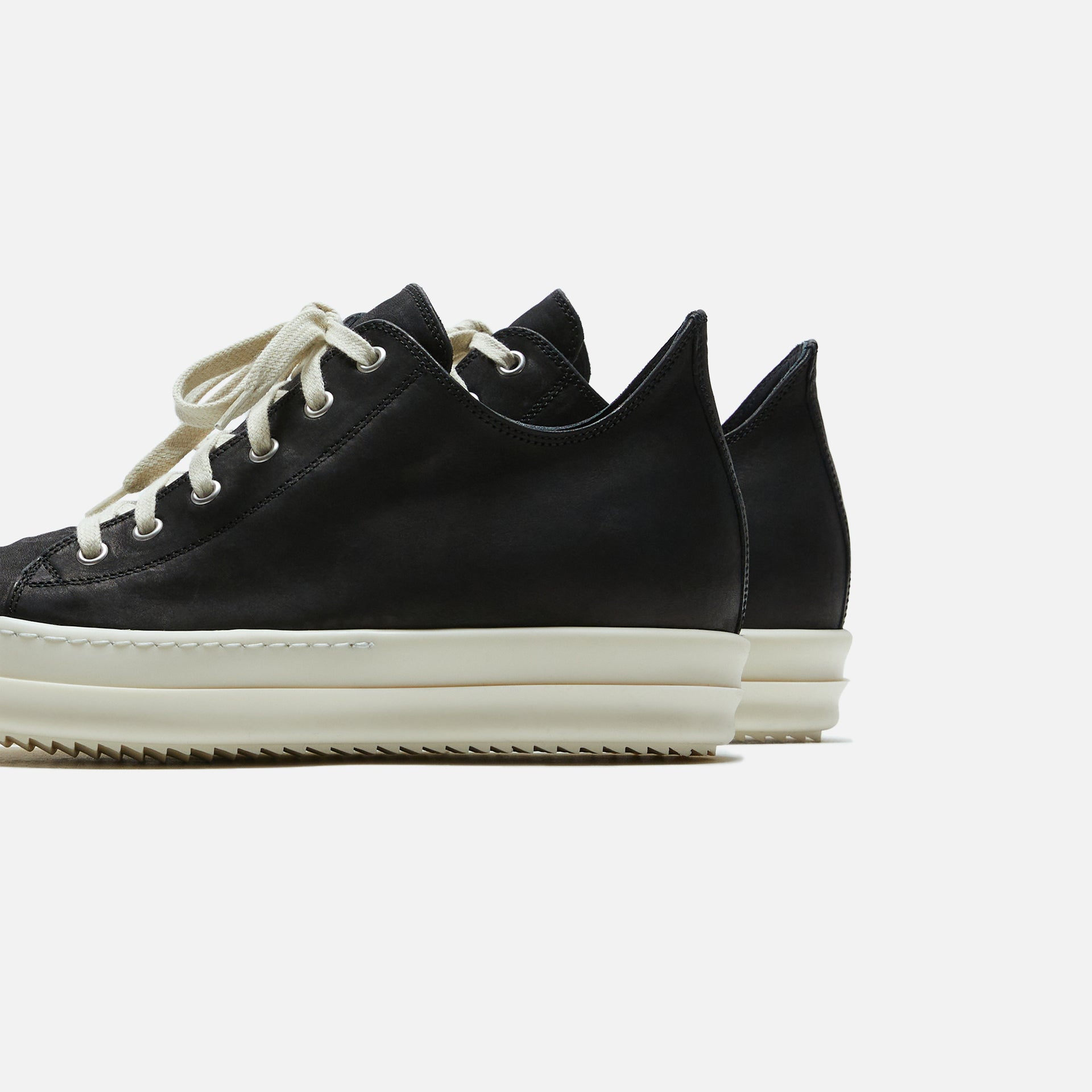 Rick Owens Scarpe Pelle Low Sneakers - Nubuck Black / Milk