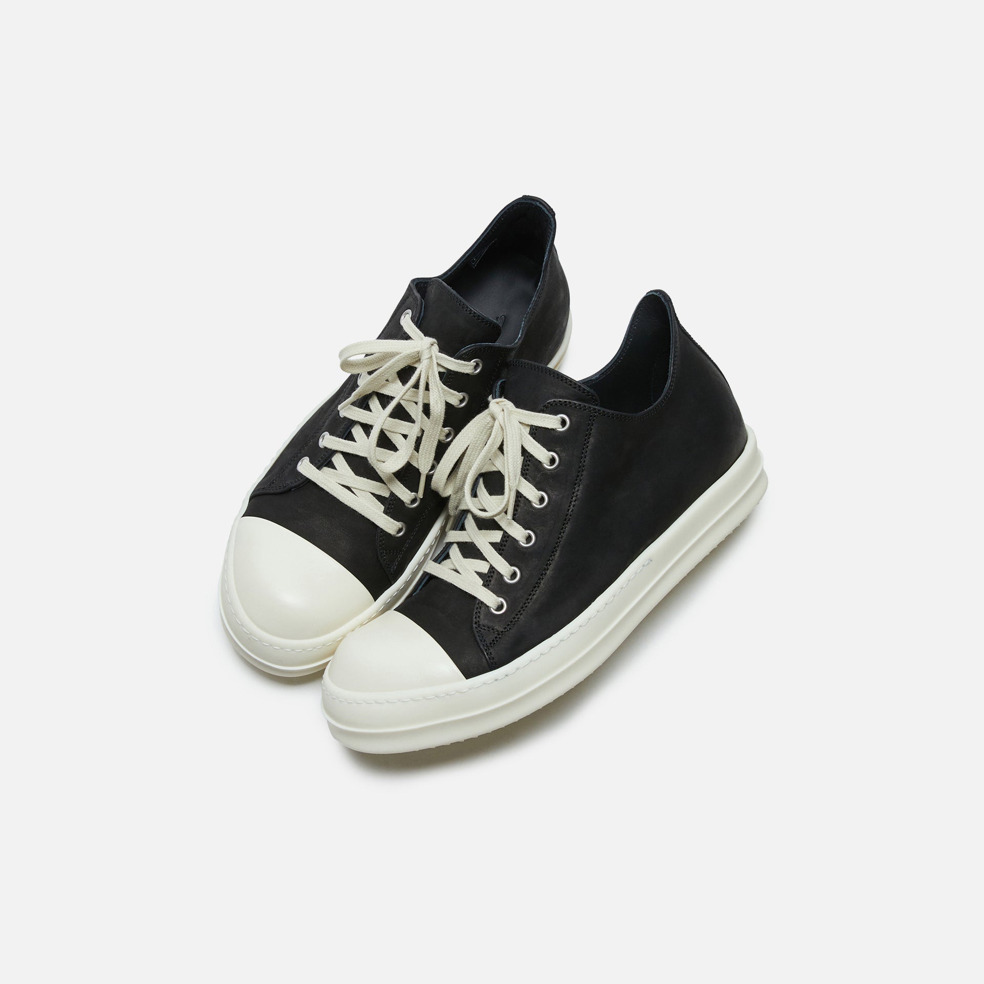 Rick Owens Scarpe Pelle Low Sneakers - Nubuck Black / Milk