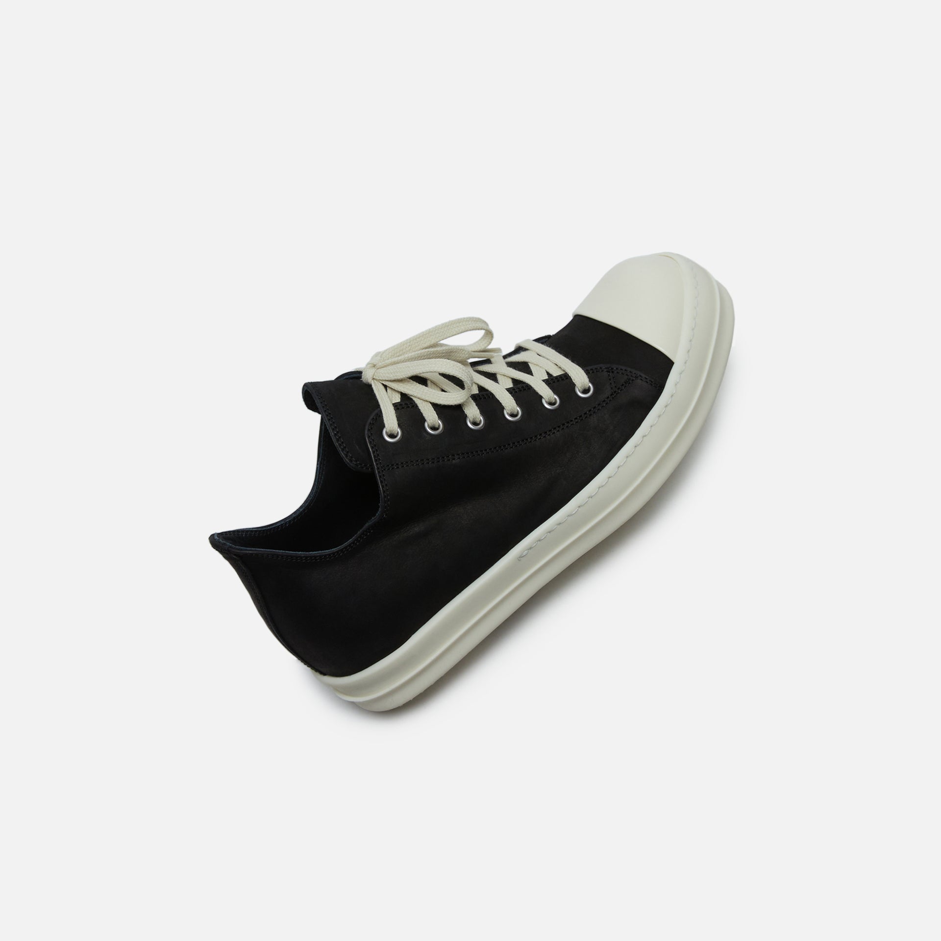 Rick Owens Scarpe Pelle Low Sneakers - Nubuck Black / Milk