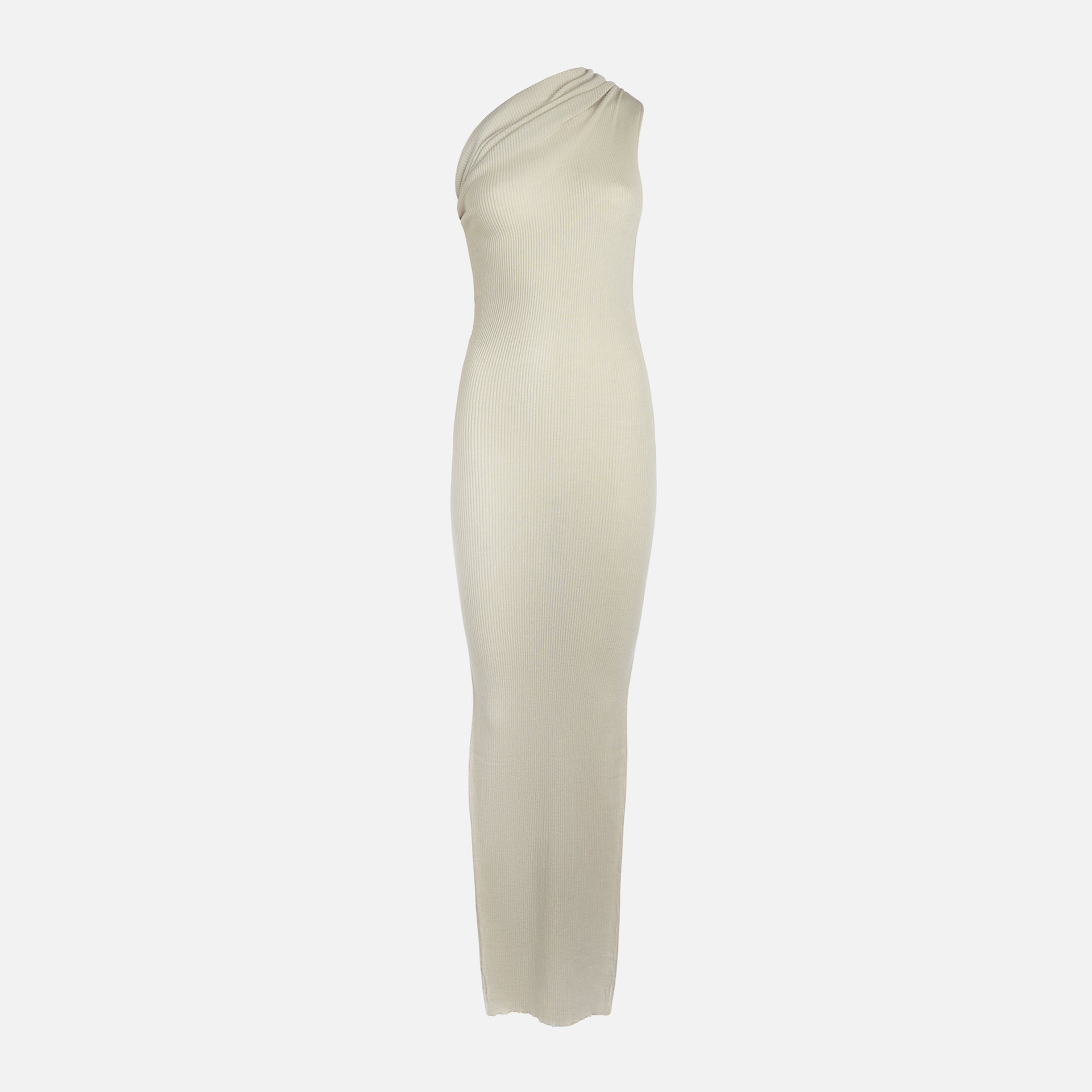 Rick Owens Ribbed One Shoulder Dress - Pearl Kith Rick Owens Ribbed One Shoulder Dress - Pearl Kith