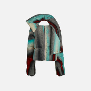 Rick Owens Funnel Neck Down Jacket - Teal / Red