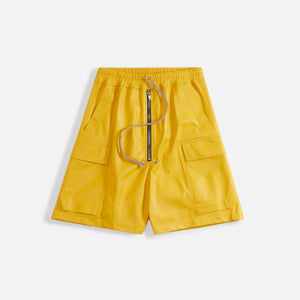 Rick Owens Leather Cargobella Shorts - Lemon