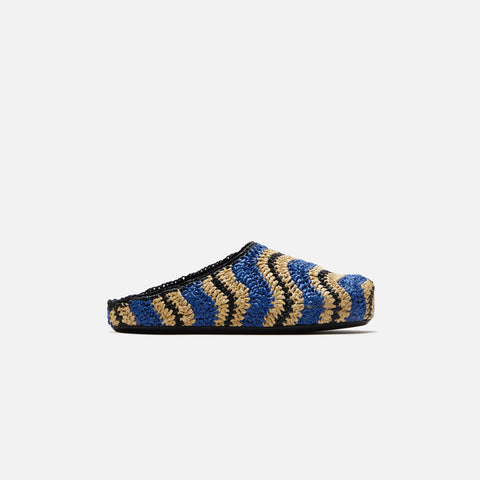 Marni x No Vacancy Inn Fussbett Sabot Rafia Waves - Blue / Natural