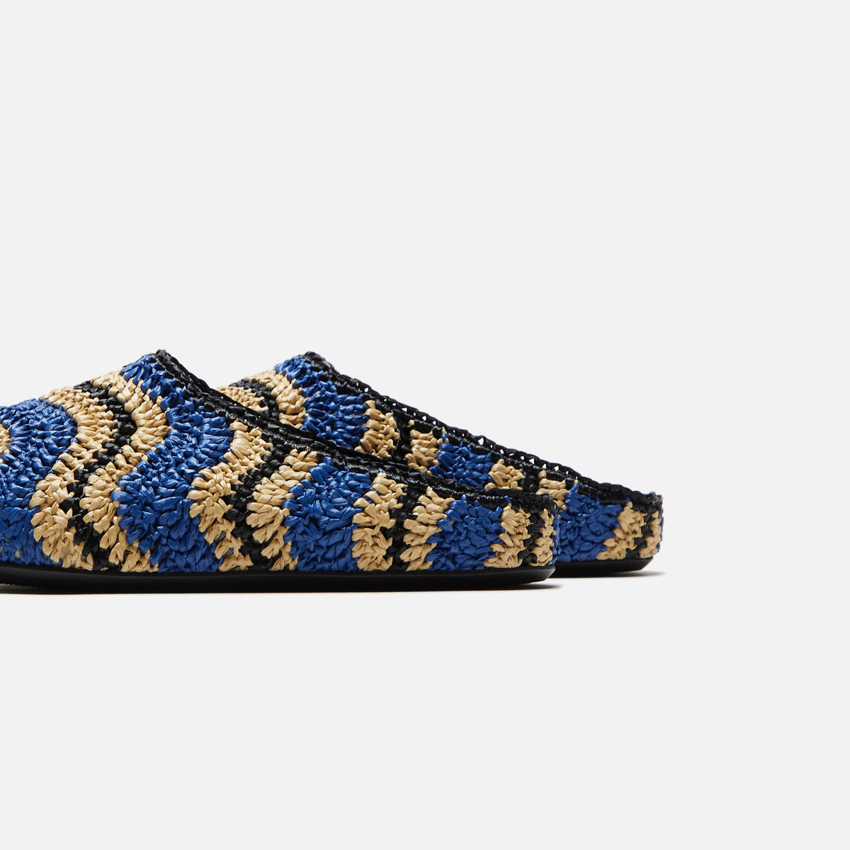 Marni x No Vacancy Inn Fussbett Sabot Rafia Waves - Blue / Natural