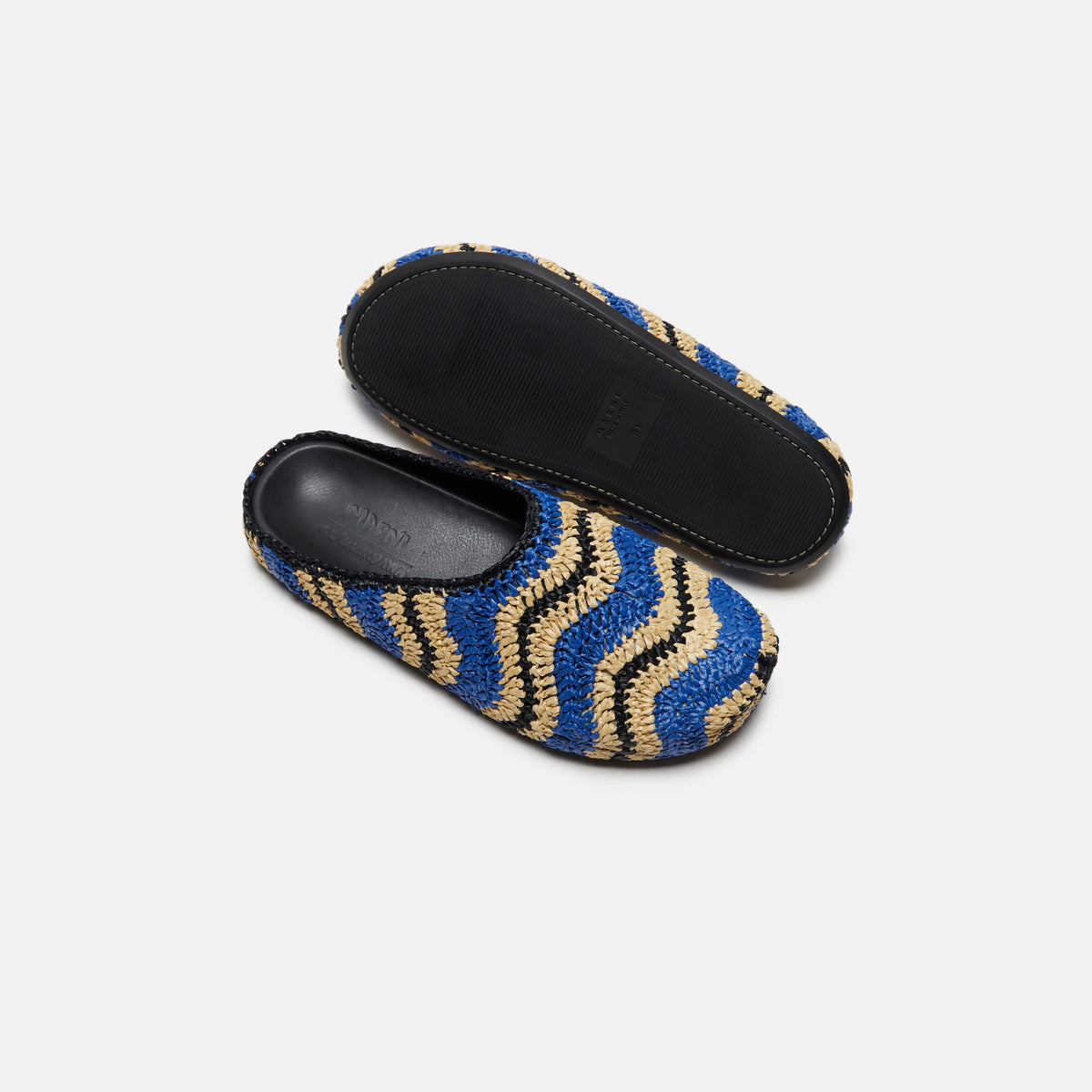 Marni x No Vacancy Inn Fussbett Sabot Rafia Waves - Blue / Natural