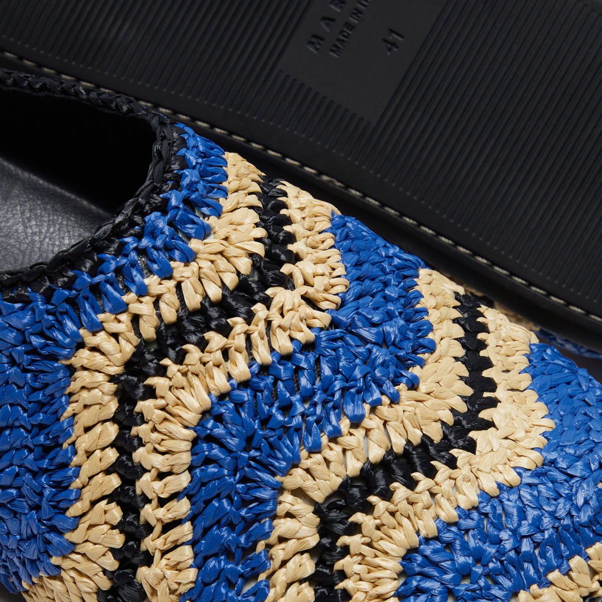 Marni x No Vacancy Inn Fussbett Sabot Rafia Waves - Blue / Natural