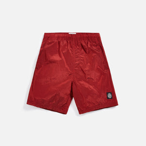 Stone Island Nylon Metal Mid Length Garment Dyed Logo Swim Short - Red