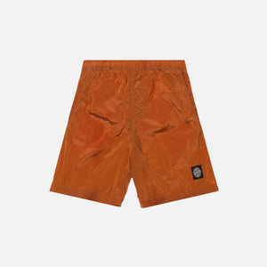 Stone Island Nylon Metal Mid Length Garment Dyed Logo Swim Shorts - Orange