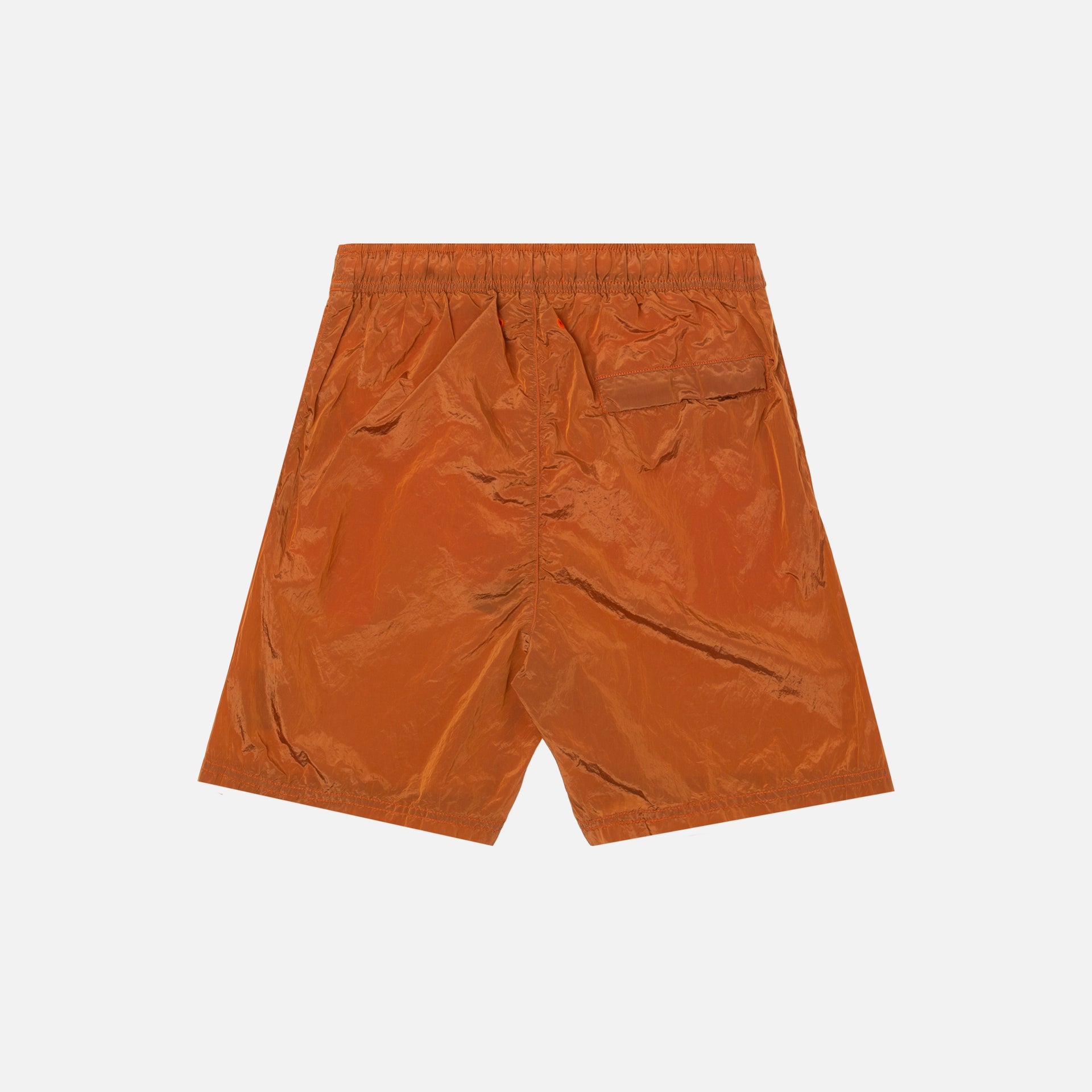 Stone Island Nylon Metal Mid Length Garment Dyed Logo Swim Shorts - Orange