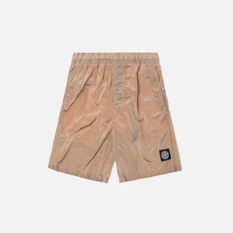 Stone Island Nylon Metal Mid Length Garment Dyed Logo Swim Short - Salmon