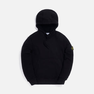 Stone Island Brushed Cotton Fleece Garment Dyed Hoodie Sweatshirt - Black