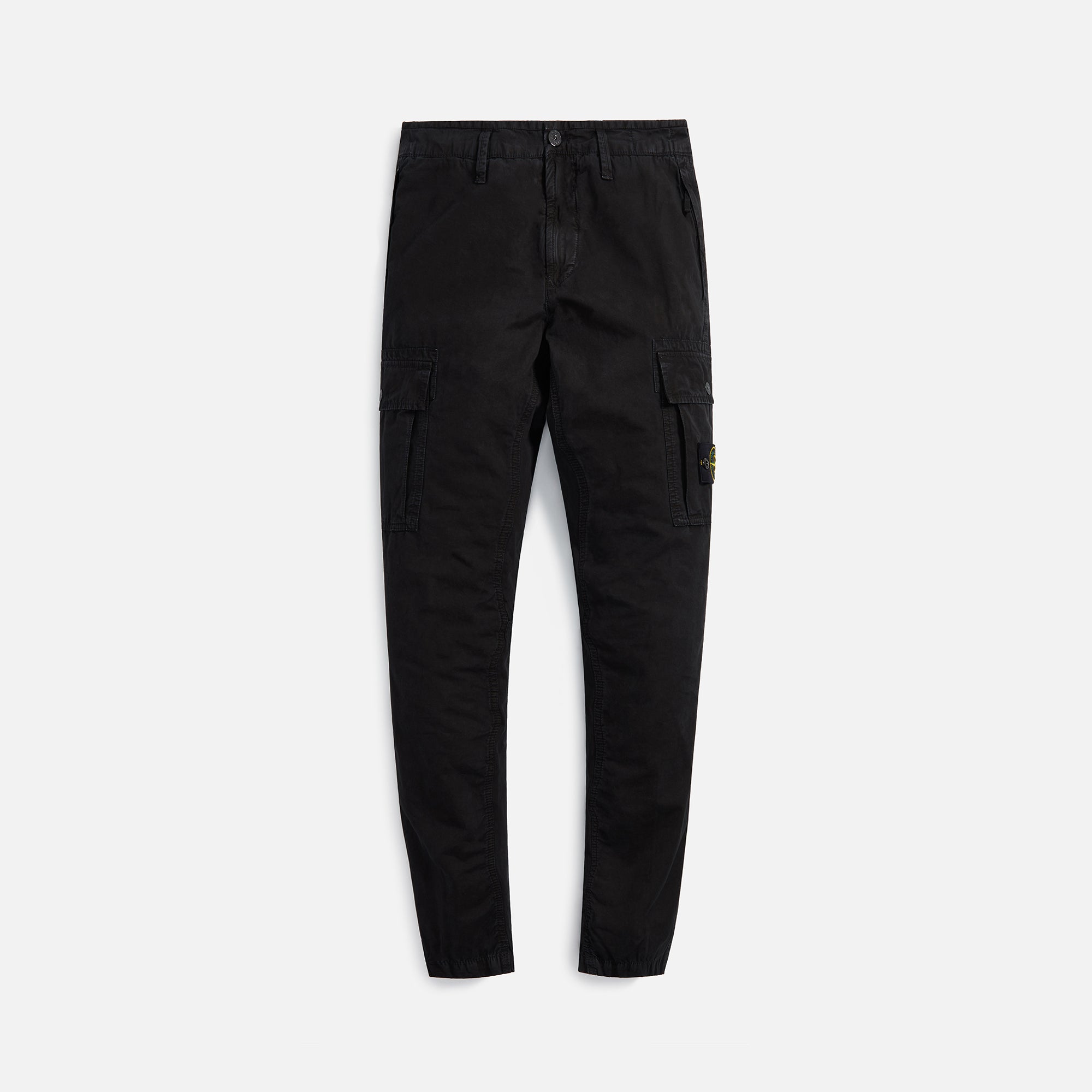 Stone Island Brushed Cotton Canvas Garment Dyed Old Effect Cargo Pants -  Black