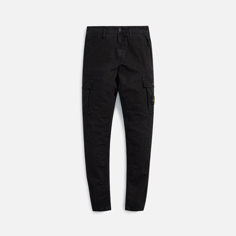 Stone Island Brushed Cotton Canvas Garment Dyed Old Effect Cargo Pants - Black