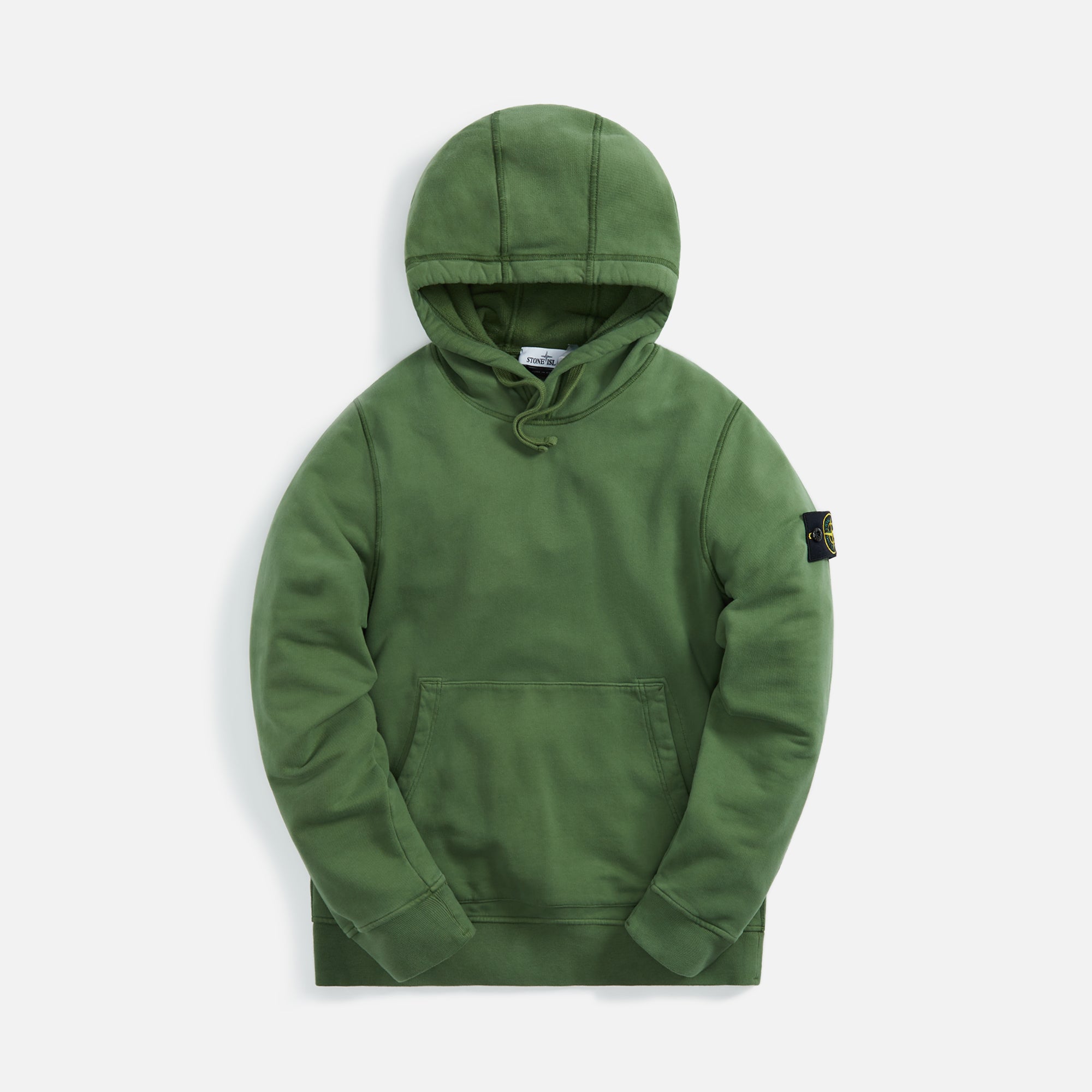 Stone Island Brushed Cotton Fleece Garment Dyed Hoodie Olive