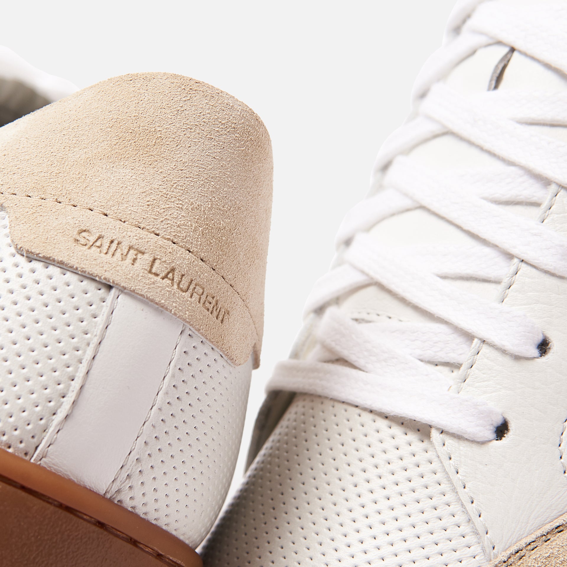 Saint Laurent SL/10 Low Top Sneaker - White / Tan
